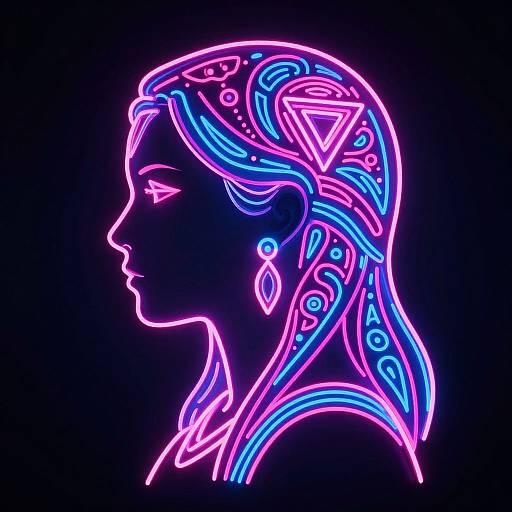 Neon Silhouette with Glowing Patterns