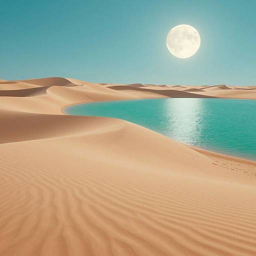 Dreamlike 3D Sand Dunes and Lake