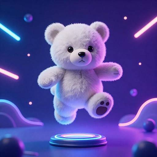 Fluffy Teddy Bear Neon Jump Scene