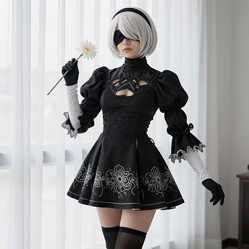 Woman Cosplaying as 2B from NieR Automata