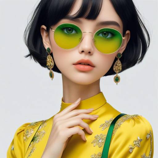 Stylish Young Woman in Sunglasses and Floral Dress