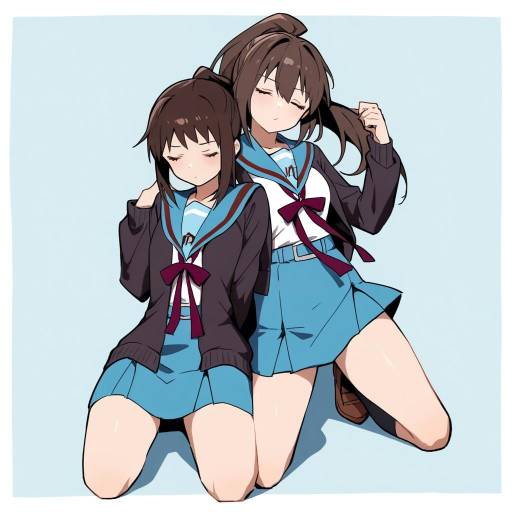 Kyonko Genderswap schoolgirls in Winter Uniform