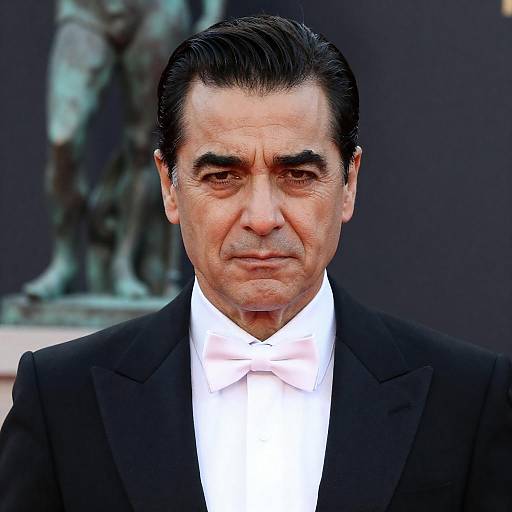 Middle-aged Man in Black Tuxedo with White Bow Tie