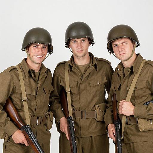 Three WWII Soldiers in Uniform Together