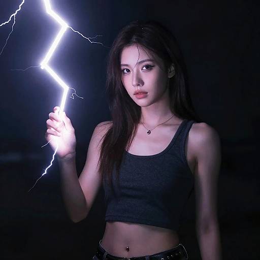 Woman Holding Lightning Bolt