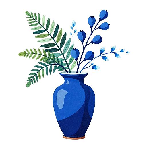 Modern Indigo Porcelain Vase Still-Life