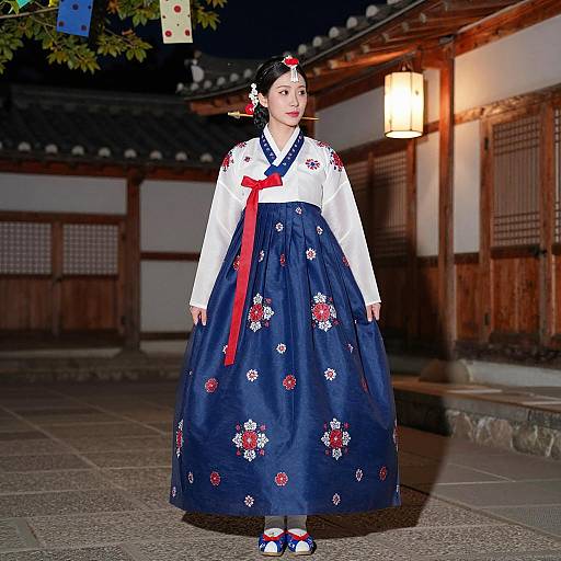 Traditional Hanbok Nighttime Portrait
