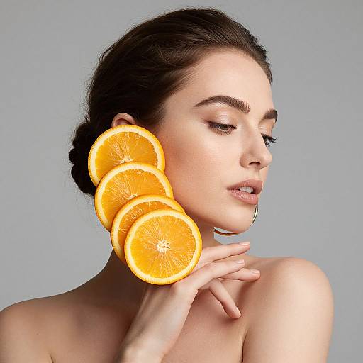 Elegant Woman with Orange Slices