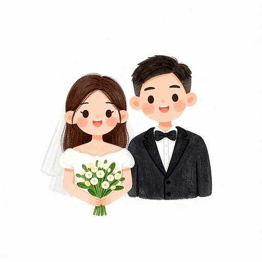 Cute Painterly Paper Marriage Card