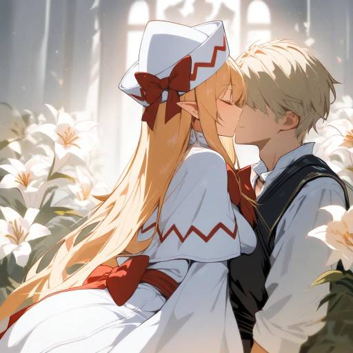 Romantic Faceless Kiss Between Two Characters