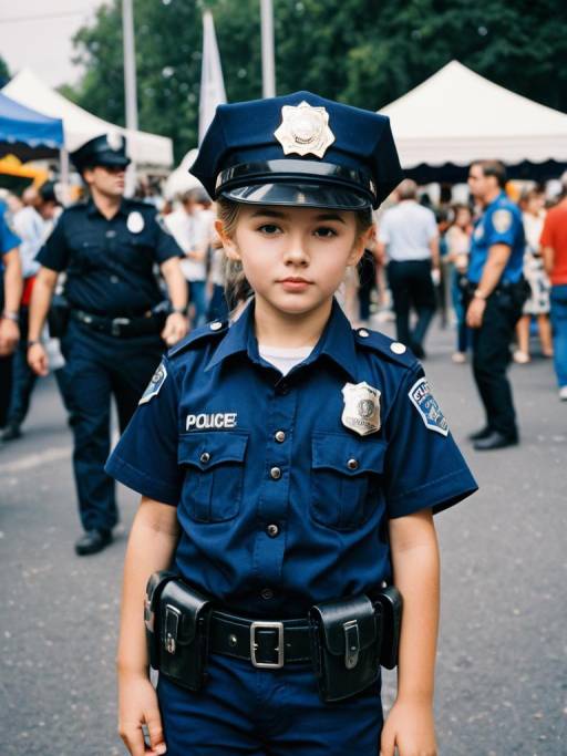 Child in Police Officer Costume at Festival