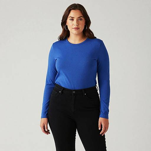 Plus Size Woman in Blue Shirt