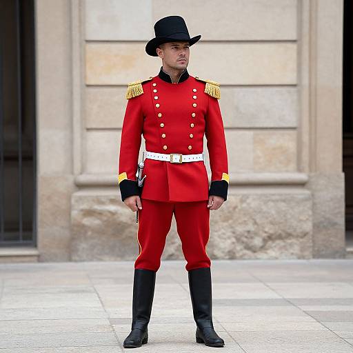 Spanish Soldier in Red Uniform