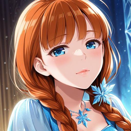 Illustration of Anna (frozen), frozen (disney) in the style of Nakajima yuka