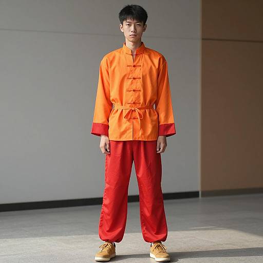Young Asian Man in Shaolin Soccer Costume