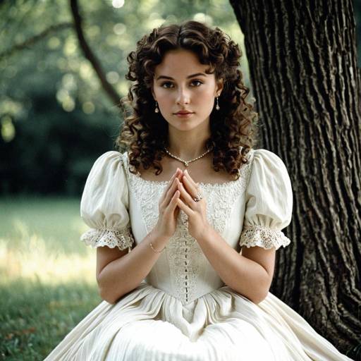Young Woman in Late Victorian Dress Outdoors