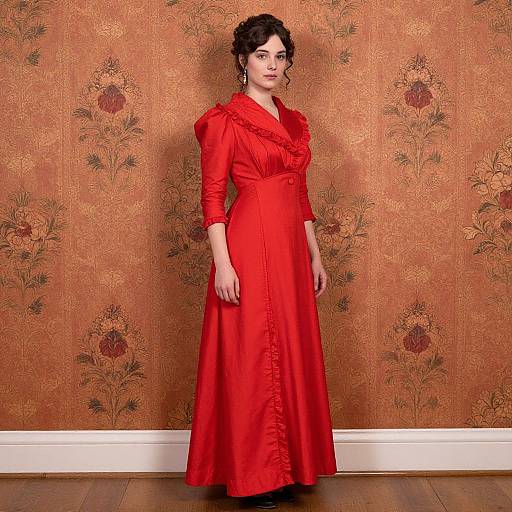 Victorian Woman in Red Dress