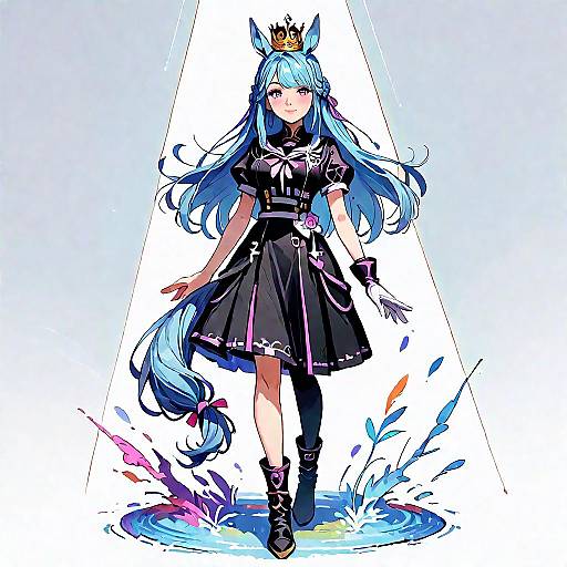 Anime Horse Girl in Grassland