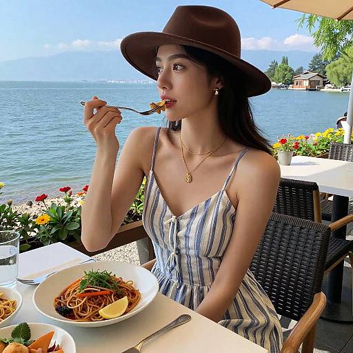 Elegant Lakeside Bistro Fashion