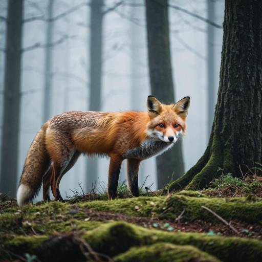 Red Fox in Foggy Forest