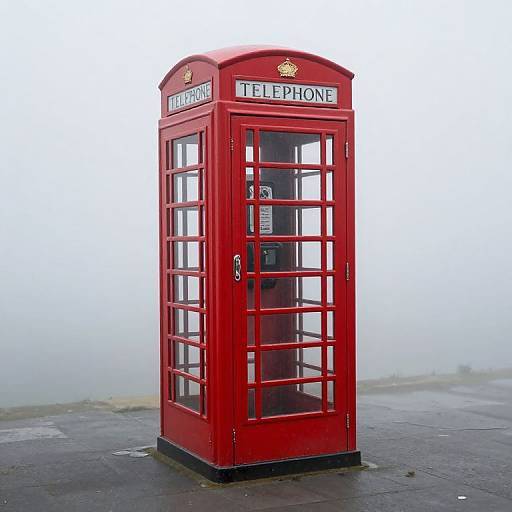 Ancient Telephone Booth Over Fog