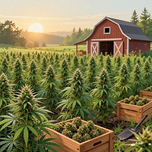 Scenic Sunrise Cannabis Farm Art