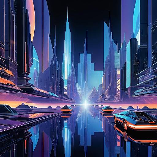 Isolated Futuristic Cityscape with Holographics