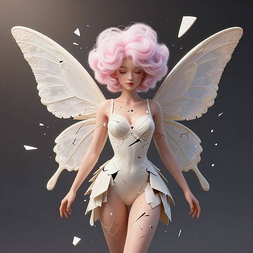 Hyper-Realistic 3D Fairy with Cotton Candy Hair