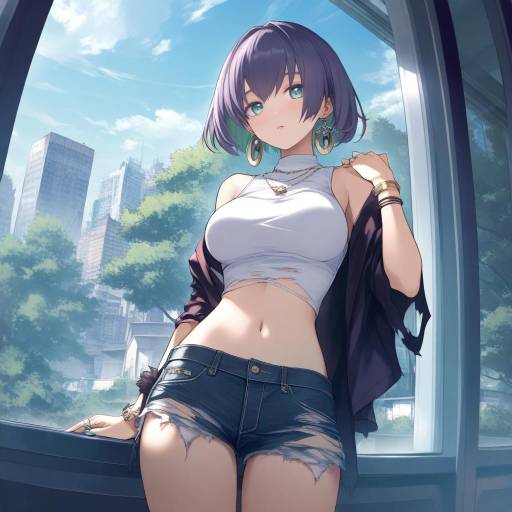 Stylish City Girl with Denim and Jewelry