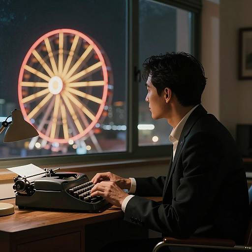 Nighttime Reflection of a Thoughtful Man