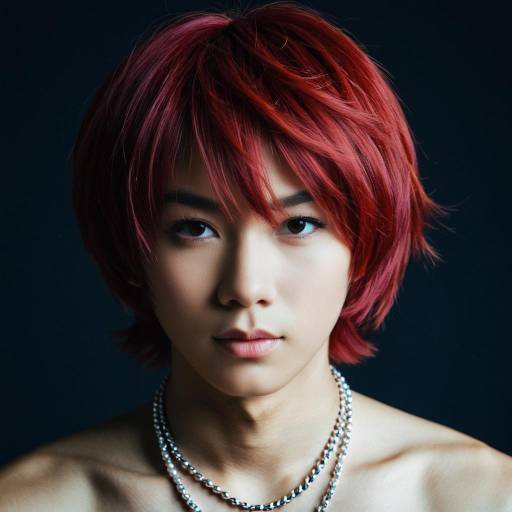 Realistic Portrait of Asian Male with Red Hair