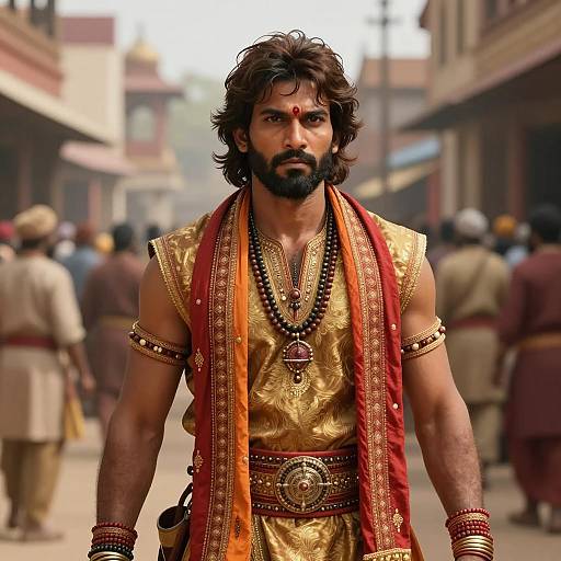 Indian Warrior in Traditional Attire