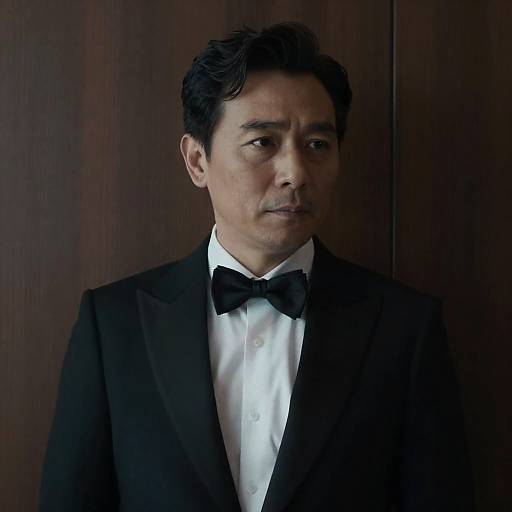 Middle-aged man in black tuxedo