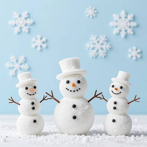 Smiling Snowflakes and Snowmen Art