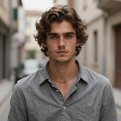 Portrait of Young Man with Wavy Hair
