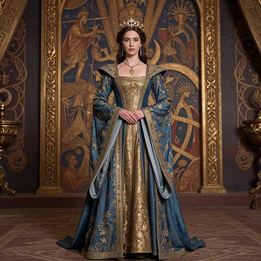 Regal Woman in Ornate Medieval Robe
