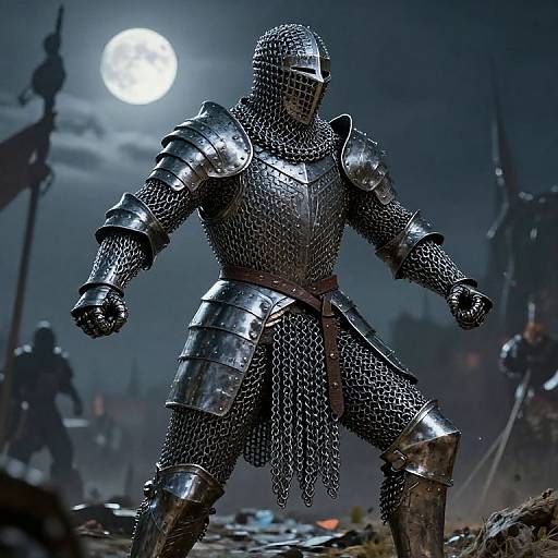 Epic Chain Armor Warrior in Moonlight