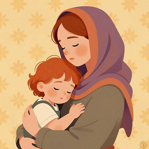 Serene Mother and Child Illustration