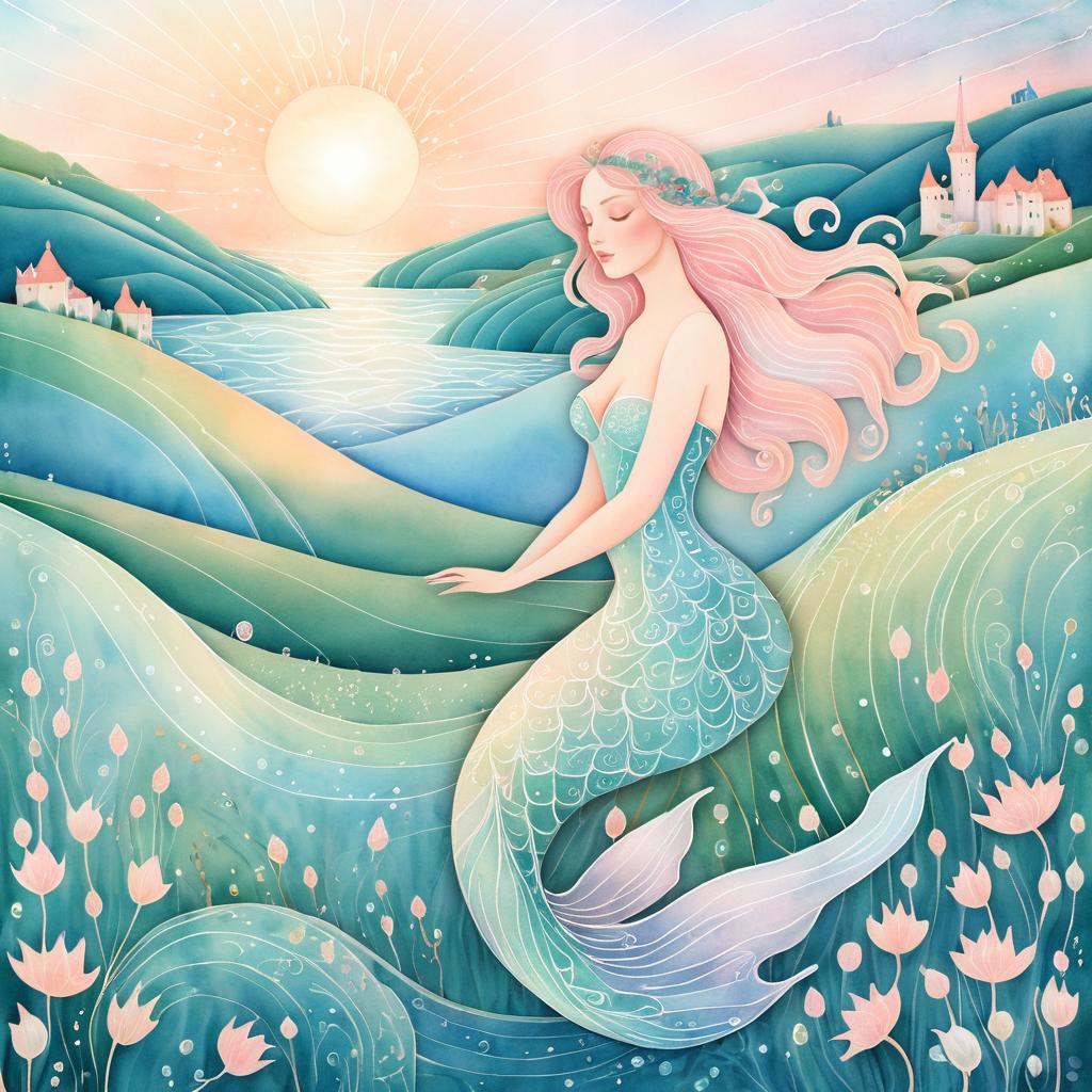 Whimsical Mischievous Mermaid Illustration