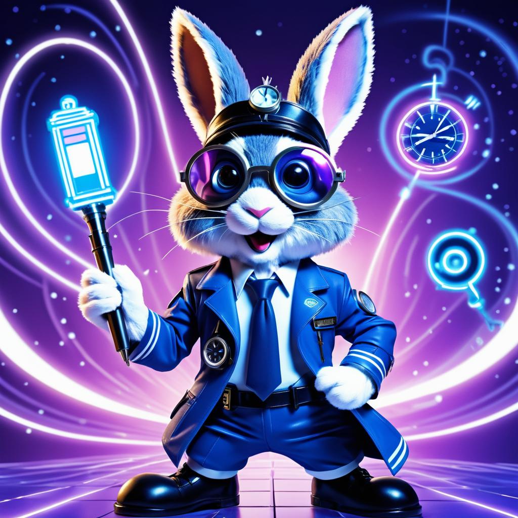 Whimsical Rabbit Pilot in Time Travel