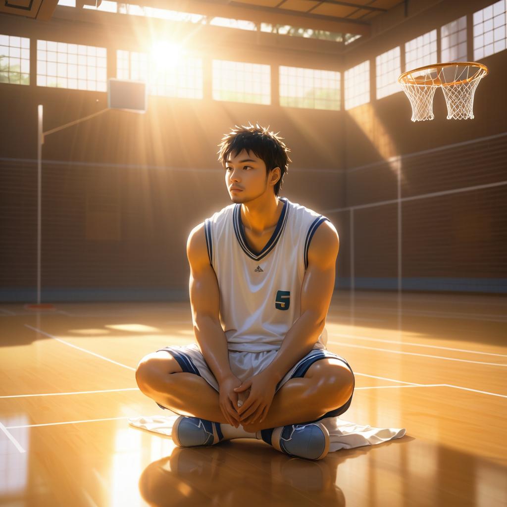 Introspective Basketball Player in Golden Light