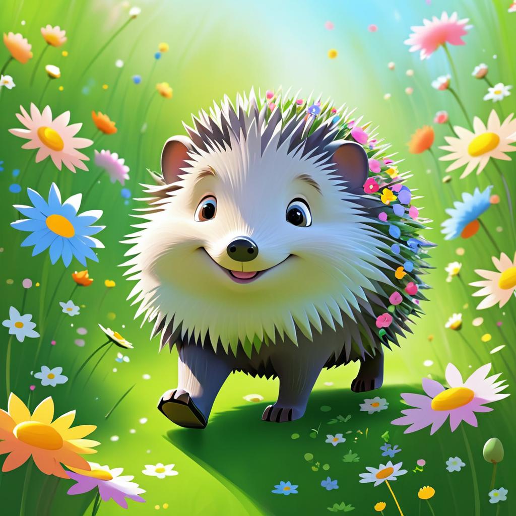 Whimsical Hedgehog in a Blooming Garden