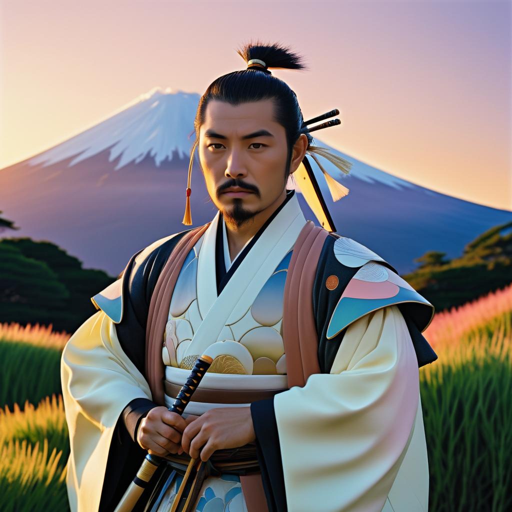 Dreamy Portrait of a Japanese Samurai