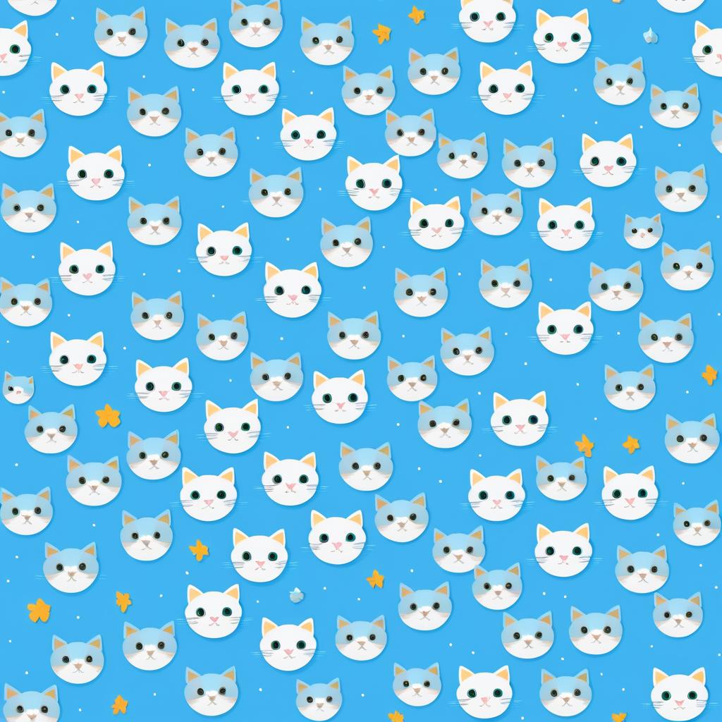 Adorable Cat Pattern in Sky Blue