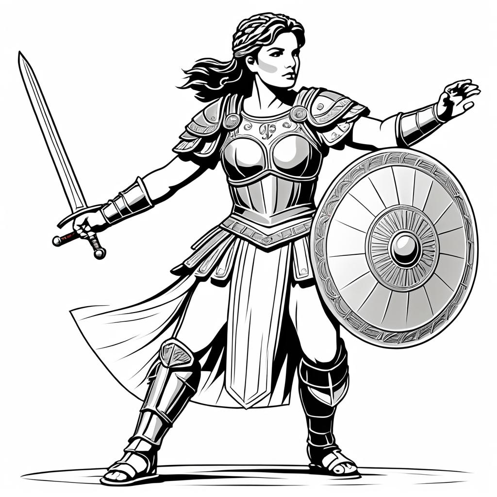 Gladiator Combat Class Coloring Page Design