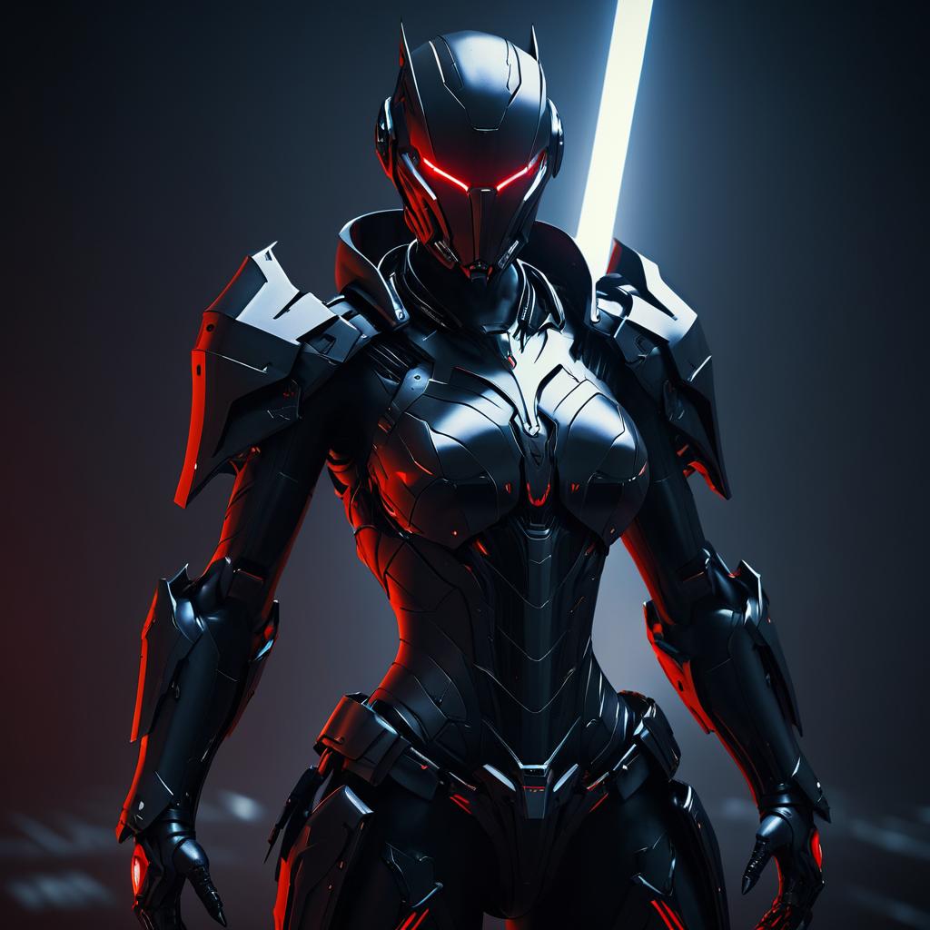 Futuristic Vampiric Robot Assassin Portrait