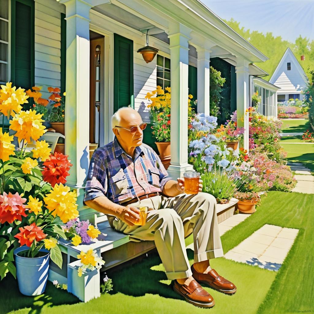 Charming Scene of Elderly Man Relaxing