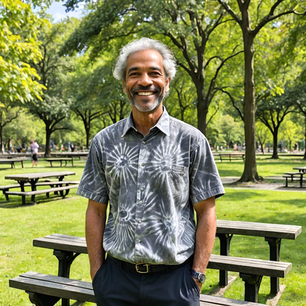 Cheerful Artist in a Serene Park