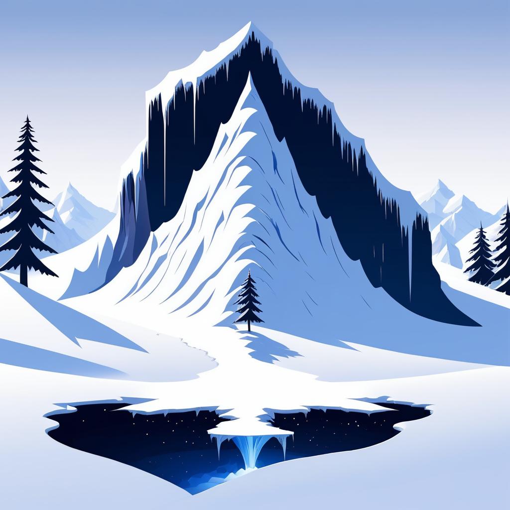 Snow-Covered Mountain with Dangerous Void