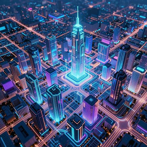 Futuristic Cyberpunk City Map